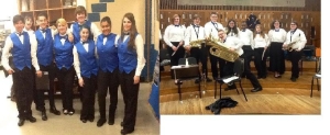 Band members on left and chorus on right during intermission (Photo by/ Joetta Nuahn)